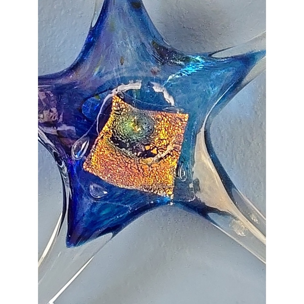 Luke Adams Original Blown Glass Star Fish Ornament Sun Catcher Dichroic Signed - Picture 6 of 8